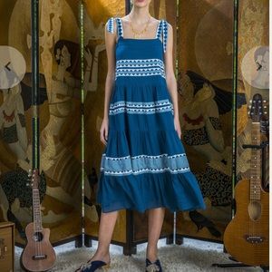 Carolina K Iris Dress in Indigo Triangles Midi Dress M